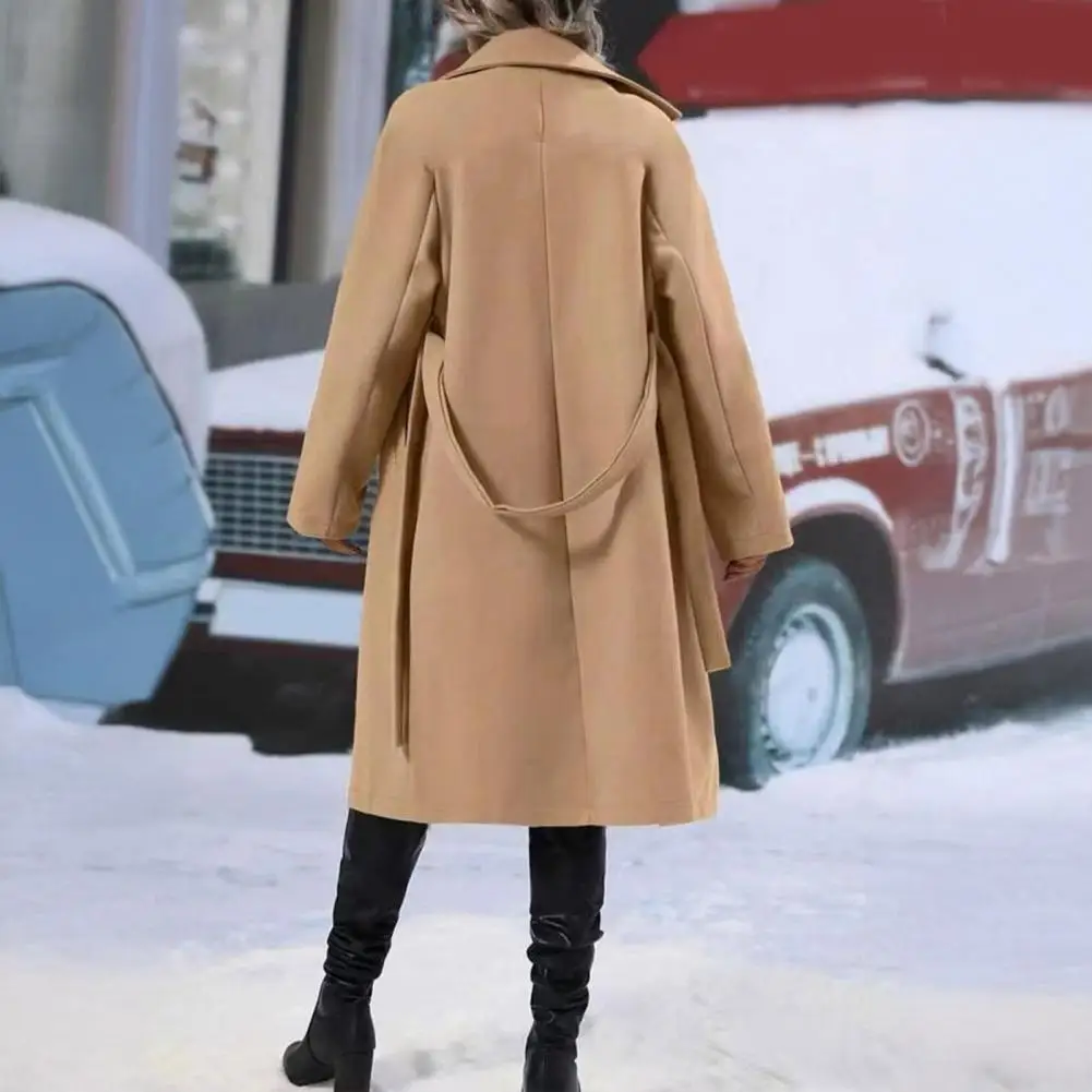 

Women Coat Women Jacket Elegant Women's Wool Trench Coat with Belt Double Breasted Overcoat for Fall Winter Stylish Long Sleeve