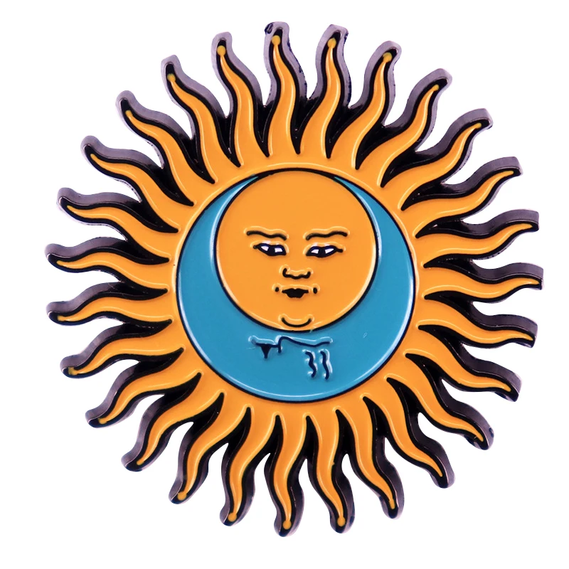 

A2802 Cartoon Sun and Moon Enamel Pins Custom Brooches Lapel Badges Punk Music Album Lovers Jewelry Gift
