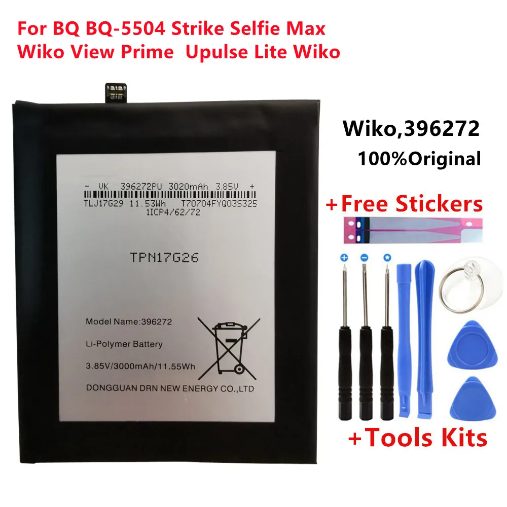 3.85V 3000mAh 396272 For Wiko Wim Lite For BQ BQS 5504 Strike Selfie Max WIKO View Prime/Upulse Lite/WIKO U Pulse Battery