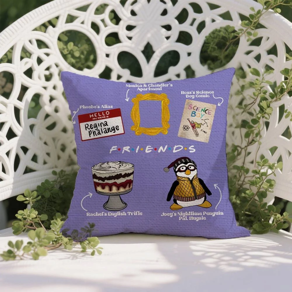 

Classic TV Shows Friends-Famous Pillow Case Anti-dustmite Pillowcase Invisible Zipper Silky Short Plush Sofa Cushion Cover