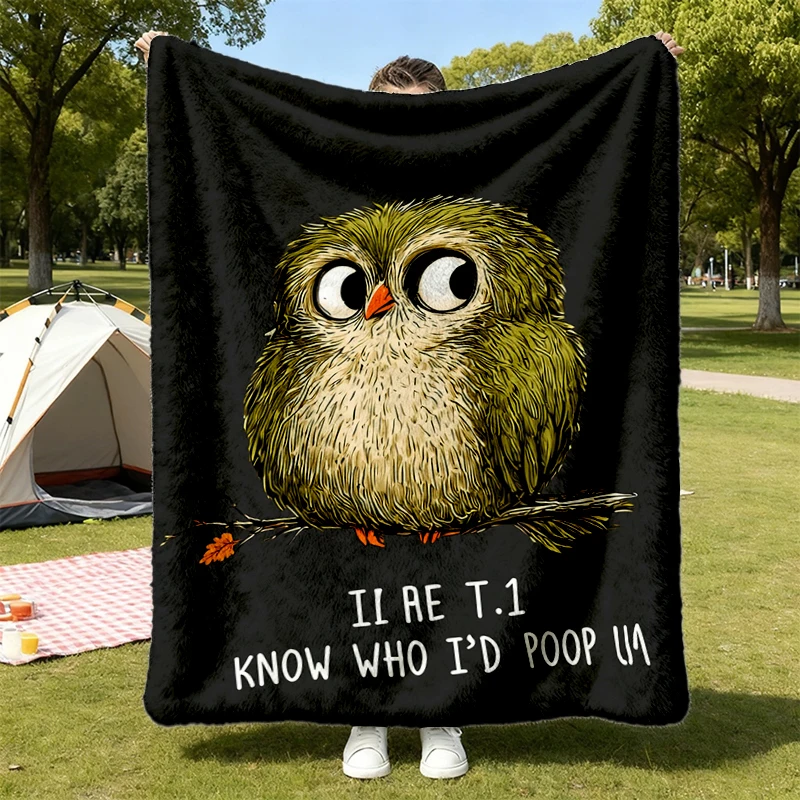 Sarcastic Bird Lover Flannel Blanket, Cheeky Poop Joke Throw, Funny Wildlife Gift for Adults