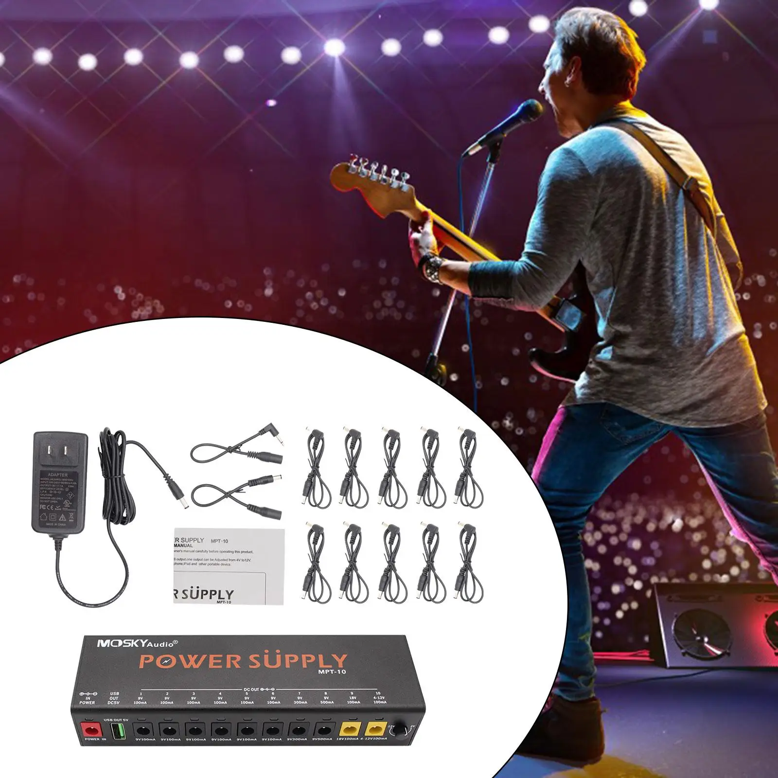 

Guitar Supply Sturdy Portable Versatile 10 Isolated DC Outputs