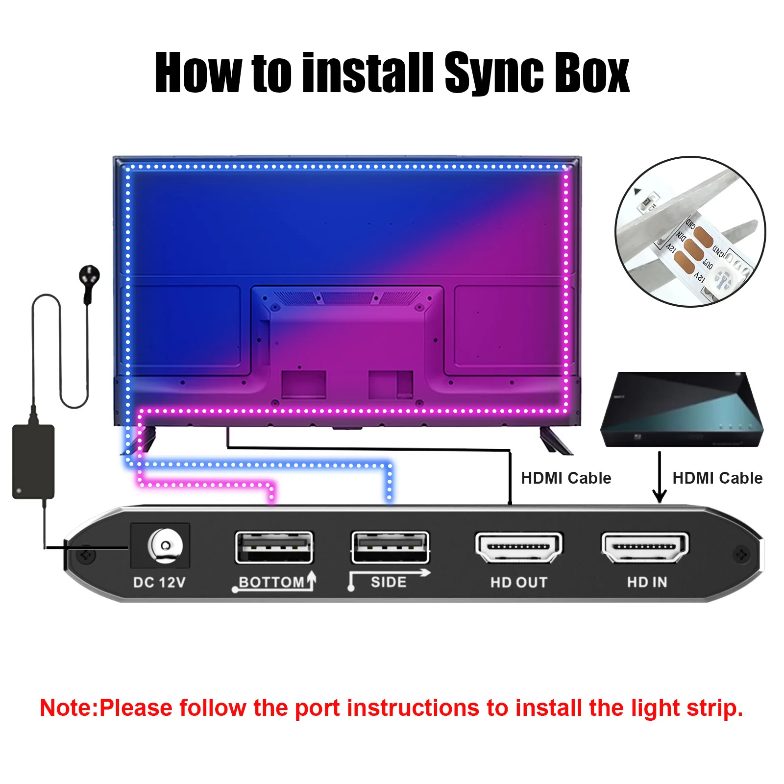 Inteligentne podświetlenie Led telewizora Ambient dla 4K Hdmi synchronizacja Doos Led Strip Verlichting Kit głos Wifi Google assistant Controle