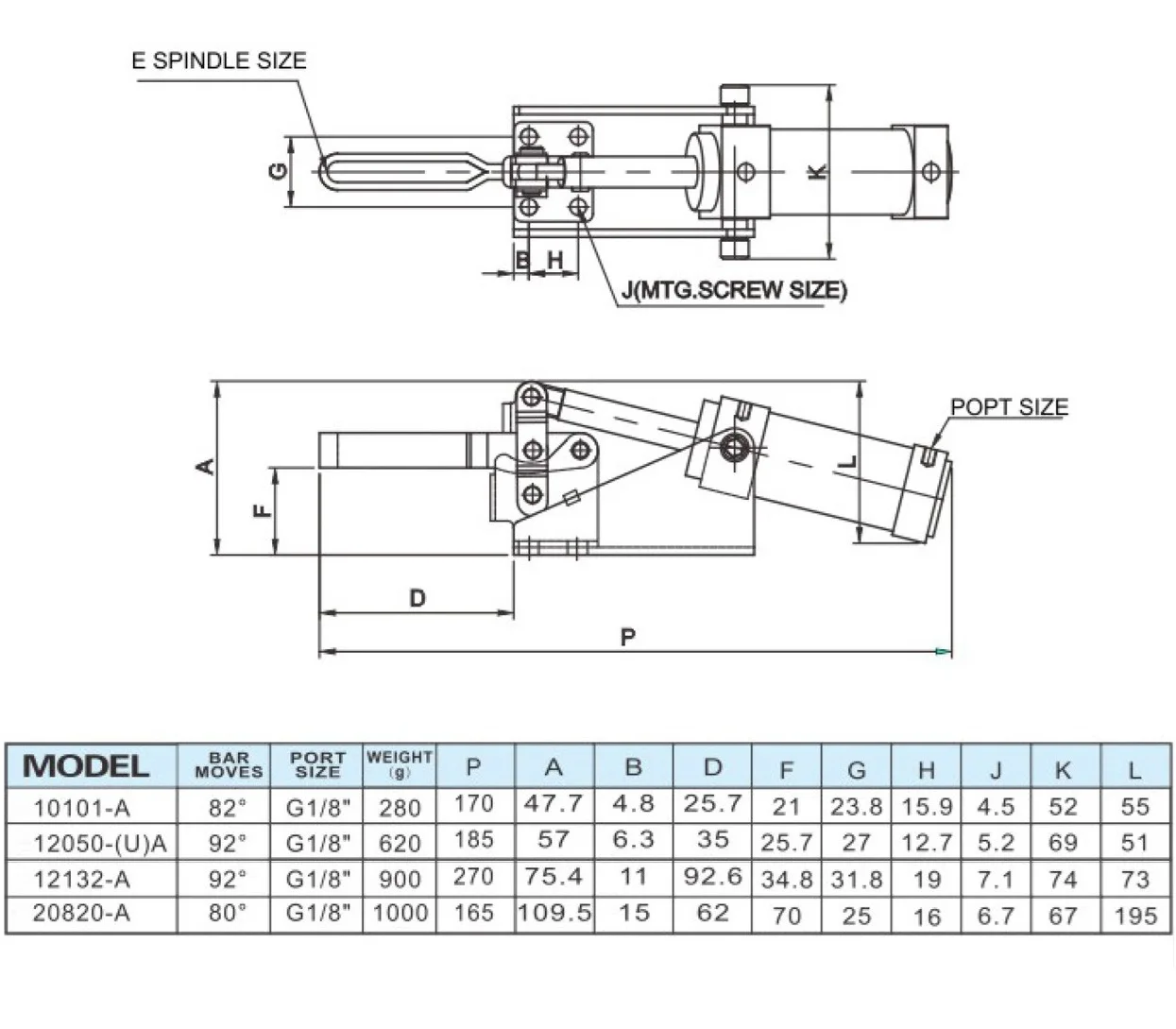 1Pc Pneumatic Hold Down Action Toggle Clamps
