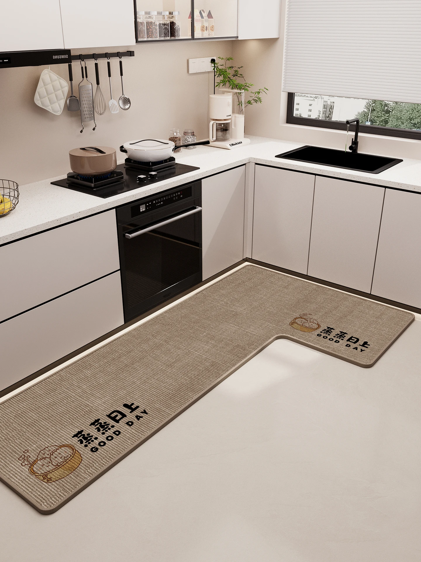 

Водопоглощающий кухонный угловой коврик 7 л, маслостойкий, нескользящий, прочный, льняной, тканый ковер, легкая чистка