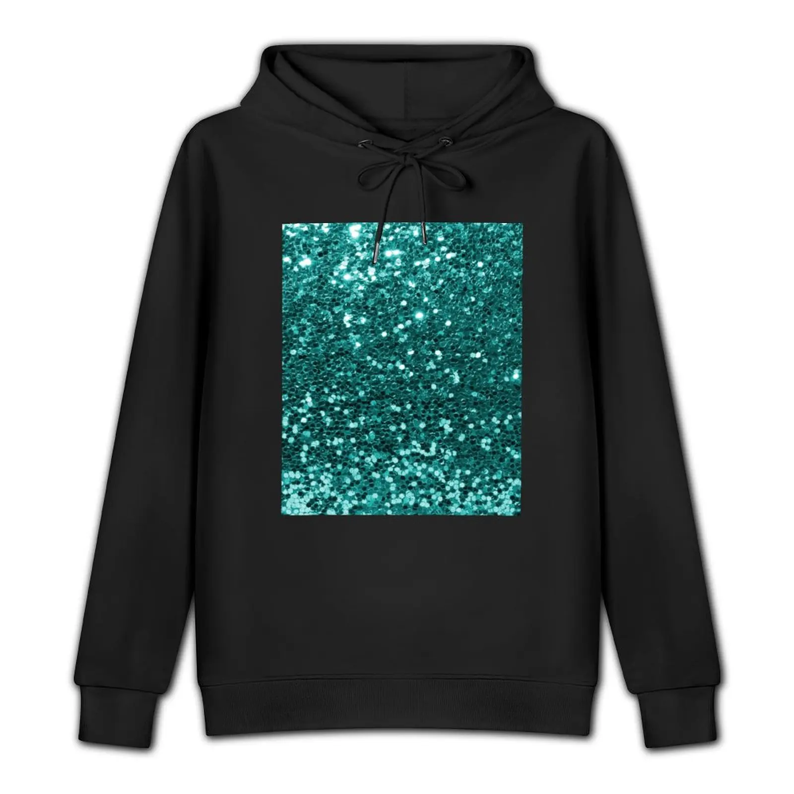 Turquoise Blue Glitter Look Chunky Sequin Pullover Hoodie male clothes autumn hoodie