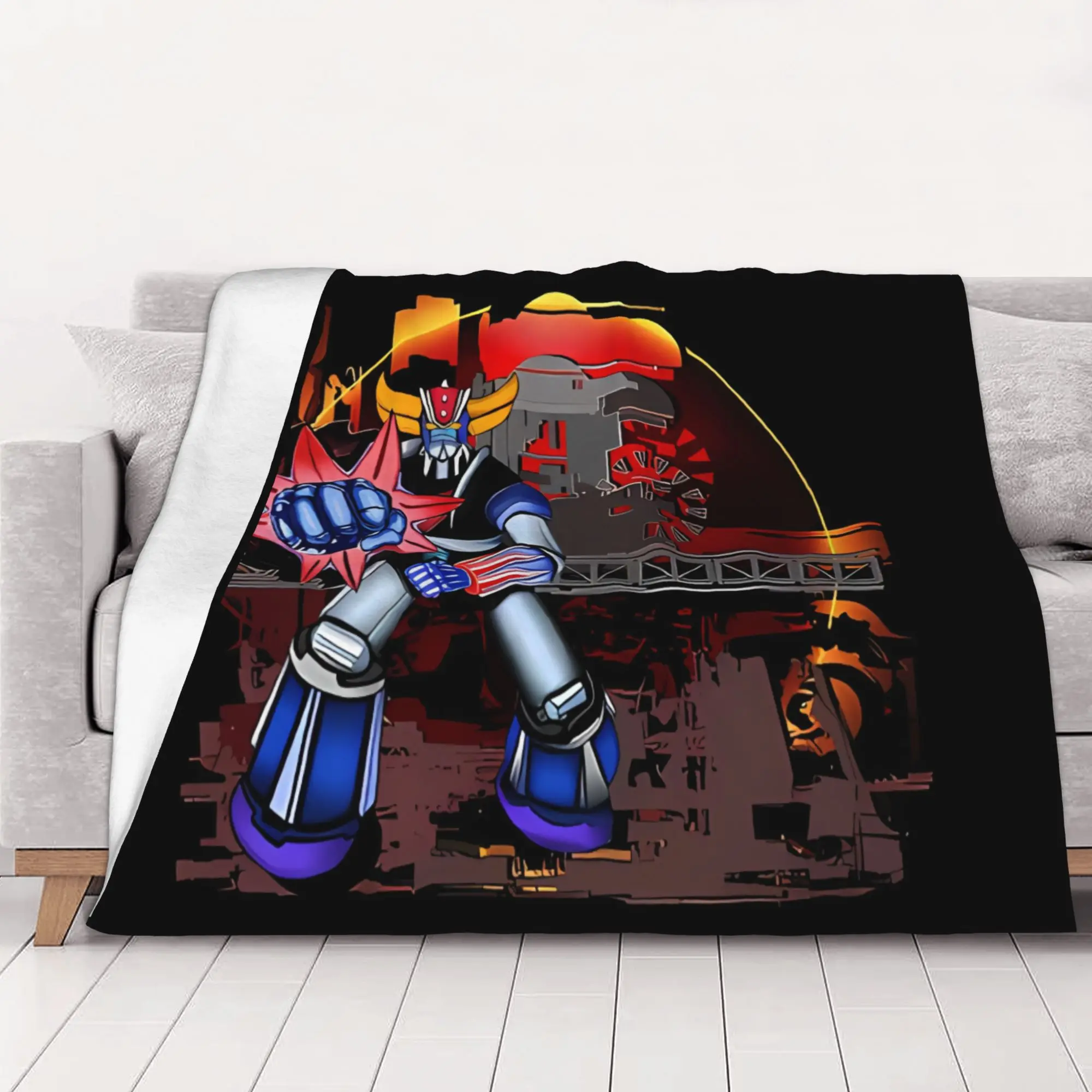 1PC home Cute Room Decor GOLDORAK FIGHT Blanket Throw Blanket Goldorak Novelty Warm Blanket All Season