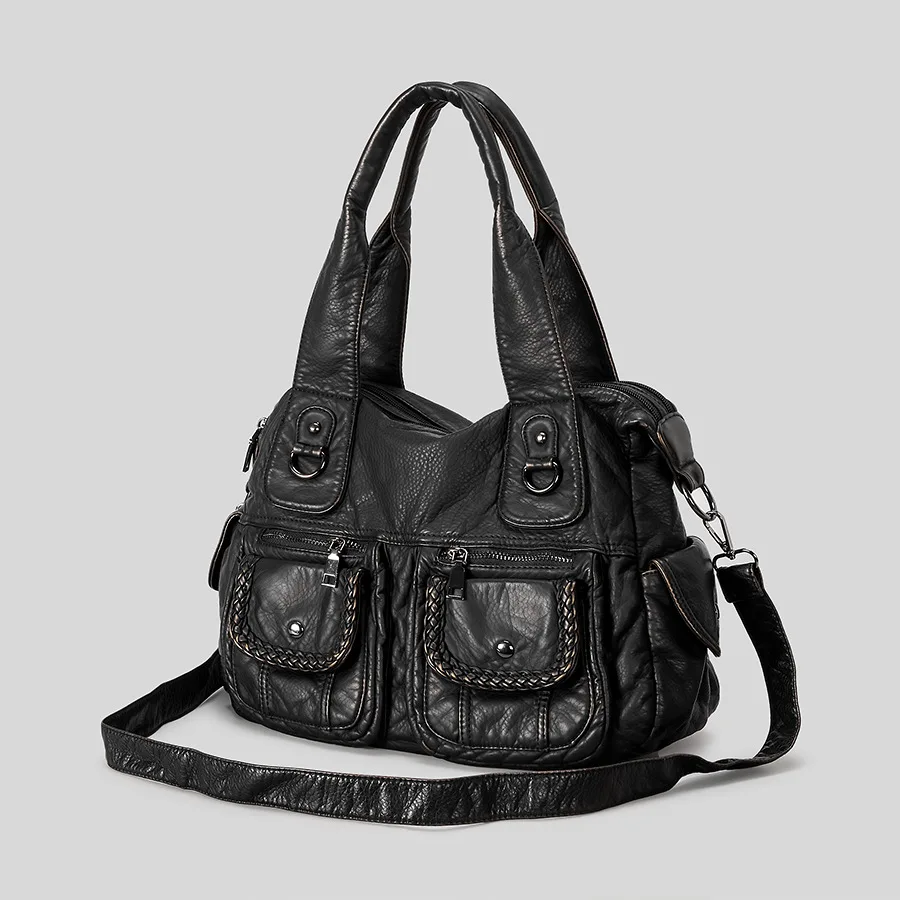 Vinrage متعددة جيب سعة كبيرة حقائب كتف المرأة الفاخرة لينة غسلها بولي Leather حقيبة جلدية كروسبودي فاسق حقائب اليد الكبيرة 2025 #3