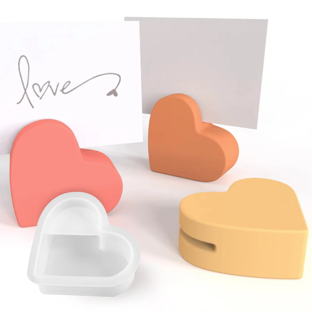 Resin Heart Rainbow Shape DIY Silicone Mold Cards Photos Holder Concrete Cement Mold Epoxy Handcraft Ornament Mould Home decor