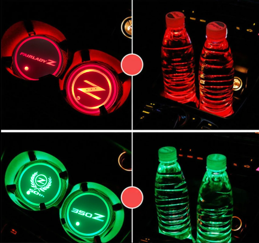 Car Water Cup Bottle Lamp Auto Holder Mat Pad Luminous Coaster For Fairlady Z 300ZX Z31 Z32 350Z Z33 370Z Z34 RZ34 Nismo Z GTS