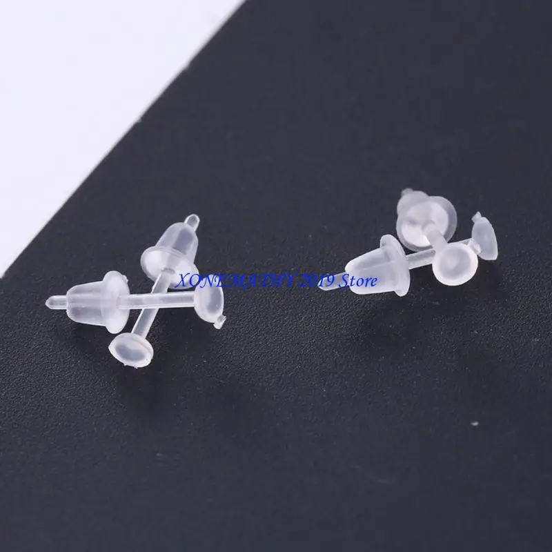

F42F Creative, 100 комплектов прозрачных серег, пластиковые серьги-стойки, силиконовые спинки для сережек