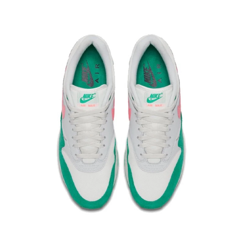 Nike-Air Max 1 chaussures de course pour hommes et femmes, baskets de sport décontractées, rouges, vertes, en maille, respirantes, confortables, en daim, unisexe