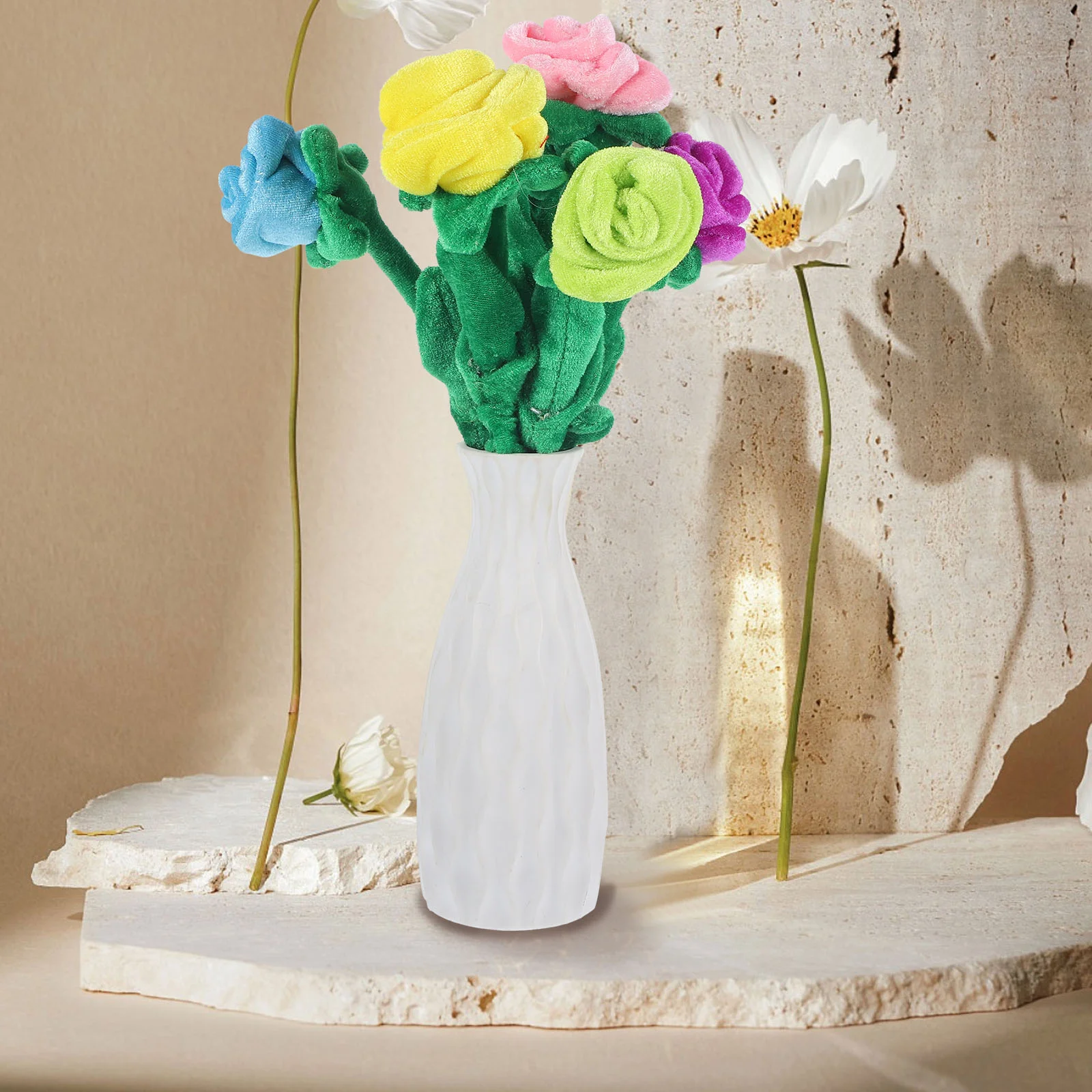 6 Pcs Household Simulated Sunflower Wedding Decor Artificial Plush Pink Rose Ornament