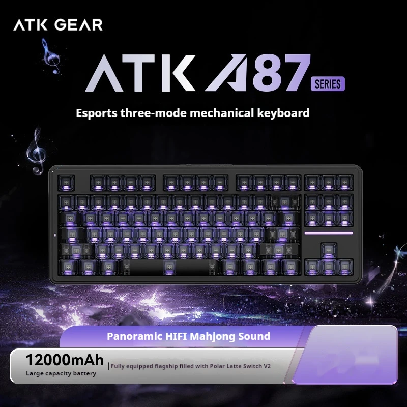 

Atk A87 Pro Wireless Bluetooth Three Mode Mechanical Keyboard Rgb Backlit E-Sports Game Dedicated 87 Key Customization Keyboards