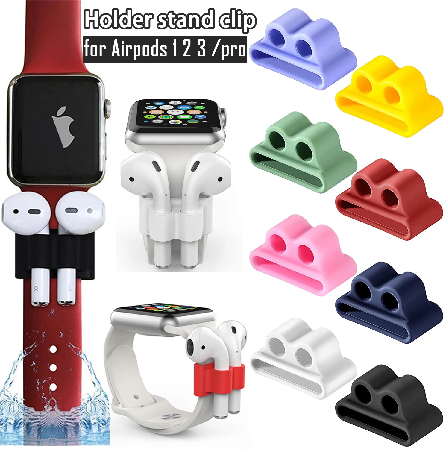 Holder Headsets Watch Band Shelf Anti-Lost Silicone Earbuds Case Wireless Earphone Case for For Apple Watch AirPods por 3 2 1