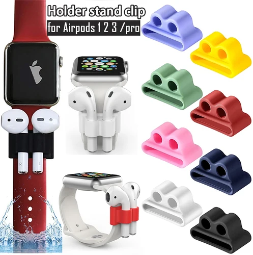 Soporte para auriculares, estante para correa de reloj, funda de silicona antipérdida para auriculares, funda para auriculares inalámbricos para Apple Watch AirPods por 3 2 1