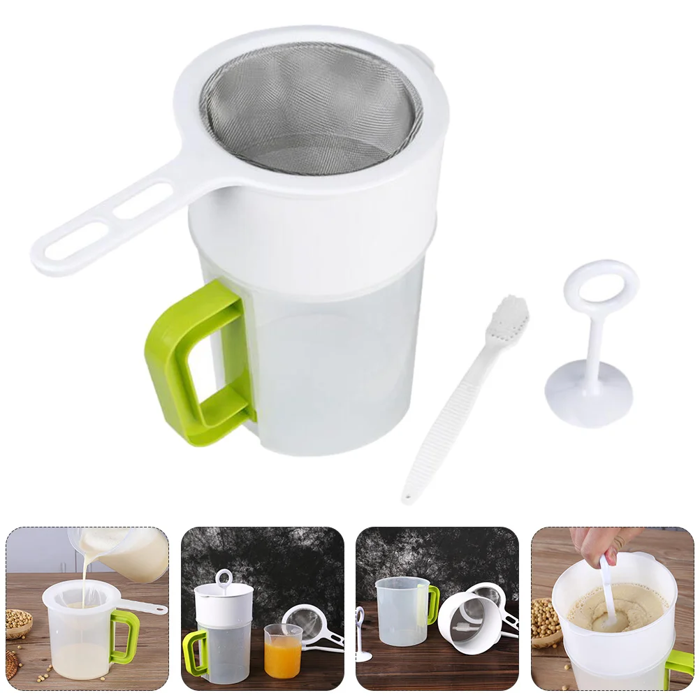 

Soy Milk Filter Set Juice Mesh Strainer Metal Multipurpose Food Plastic Cup Yogurt