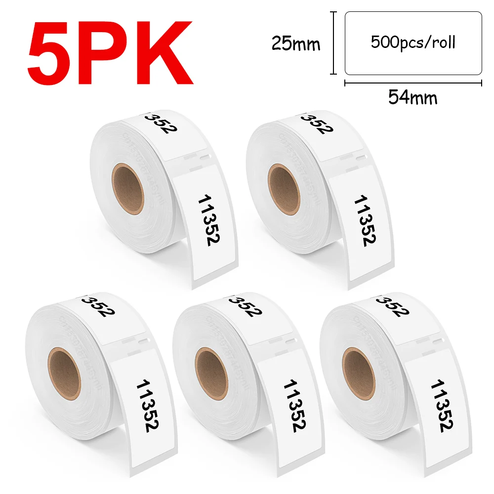 5PK Adhesive 11352 Compatible Dymo 11352 LW Thermal Paper Address Sticker Paper for DYMO LabelWriter 450 450 Turbo 4XL Printer