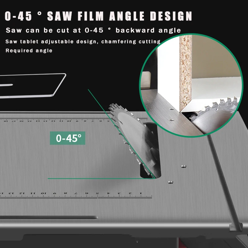 Mini Table Saw 45 ° Dustless cutting saw Woodwork decoration chainsaw push platform sawing plate multifunction cutting machine