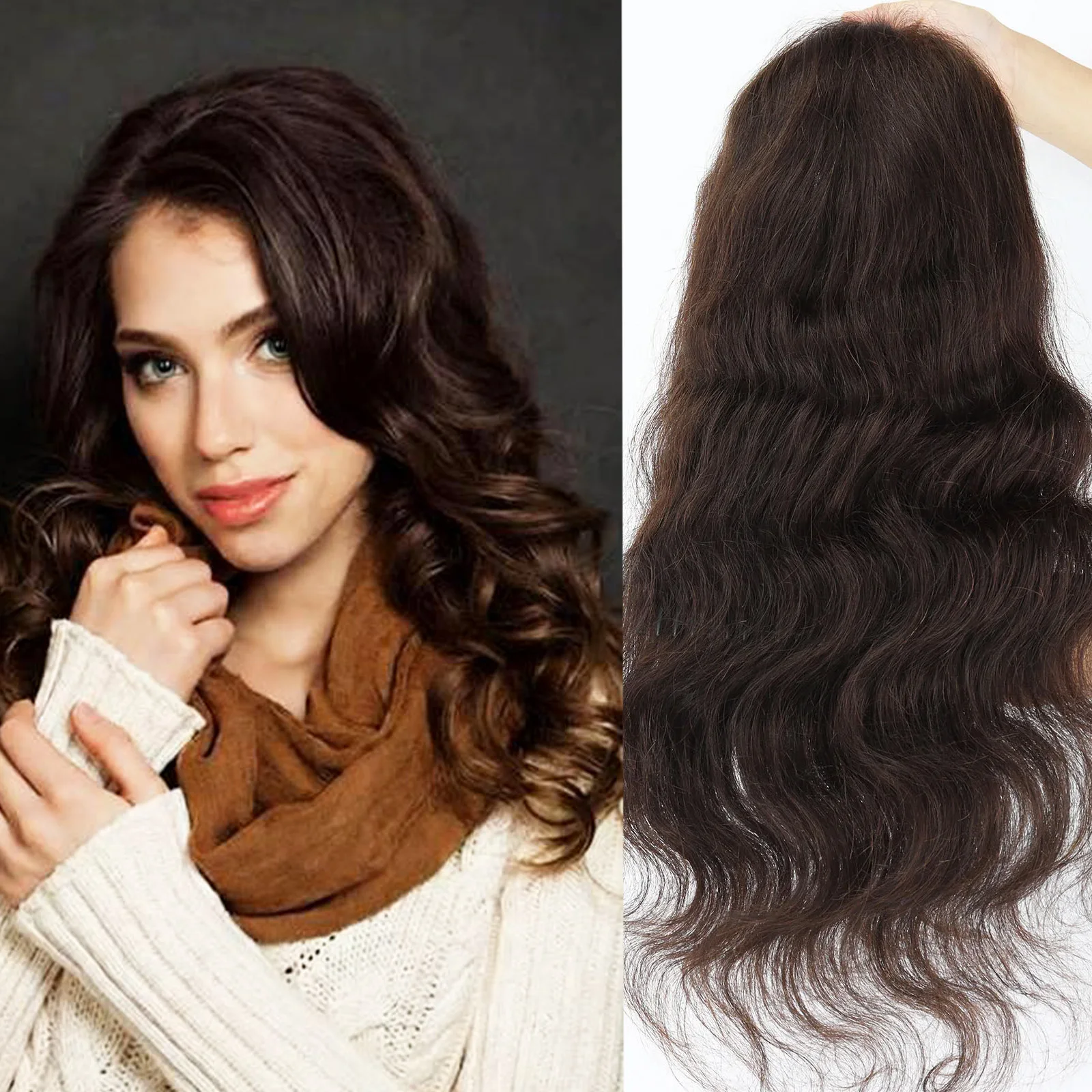 

150% Density Dark Brown Hair Natural Wave Real Remy Human Hair Wig for Women HD Lace Wig Soft Breathable Natural Hairline