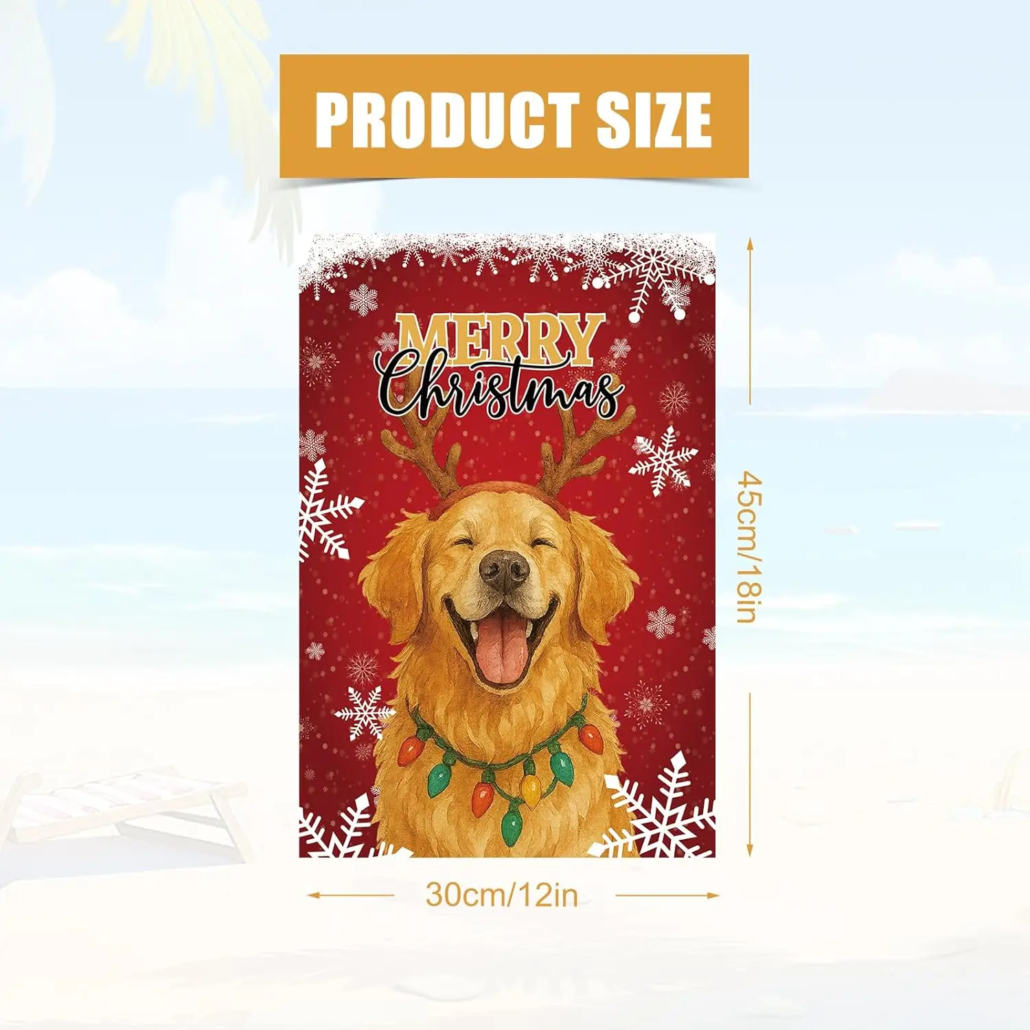 Merry Christmas Garden Flag, 18x12in/45x30cm Cute Dog Double-Sided Christmas Flag for Holiday Outdoor Yard Lawn Patio Porch  PPM