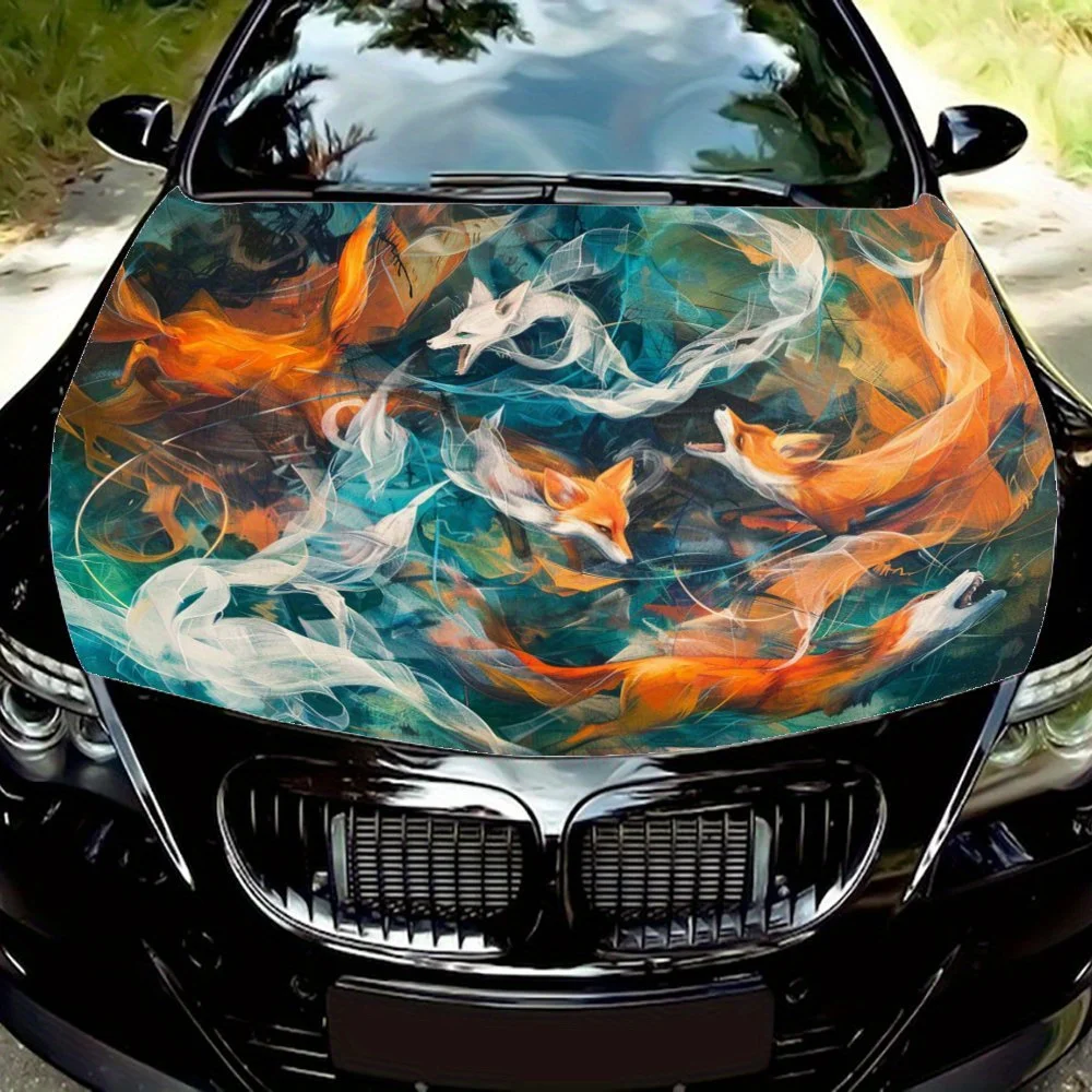 Fox spirit graphics car vinyl wraps; car hood graphics stickers, vinyl material to add color to your car