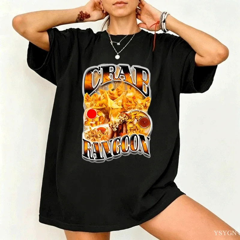 Crab Rangoon T Shirt Women Casual Cotton Short Sleeve Tshirts Unisex Round Neck Loose Trendy T-shirts Streetwear Clothing Tops