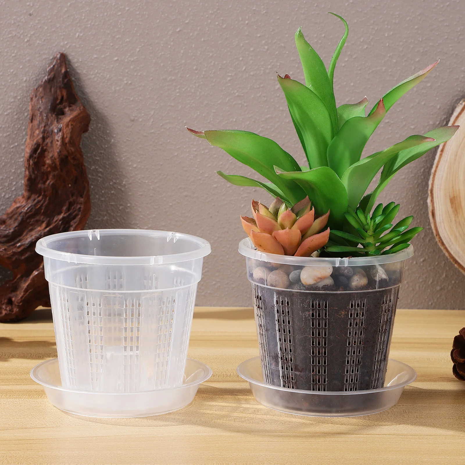 

8Pcs Hollow Flower Pots Clear Plastic Orchid Planter Transparent Plants Pot Slotted Nursery Pot for Root Growth Indoor Garden