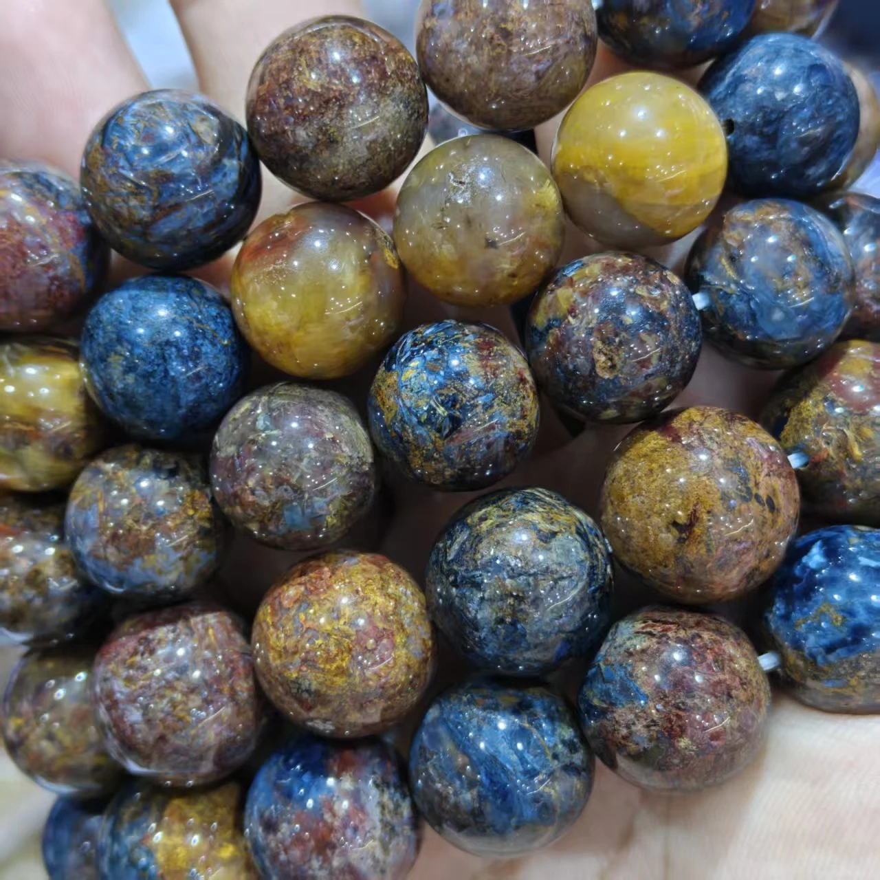 Natürliche, farbenfrohe Pietersite-Quarz-Perlen in AAA-Qualität, glatt, rund, lose Perlen für die Schmuckherstellung, Design-Armband, elastisches Seil, handgefertigter Schmuck – Detail 6