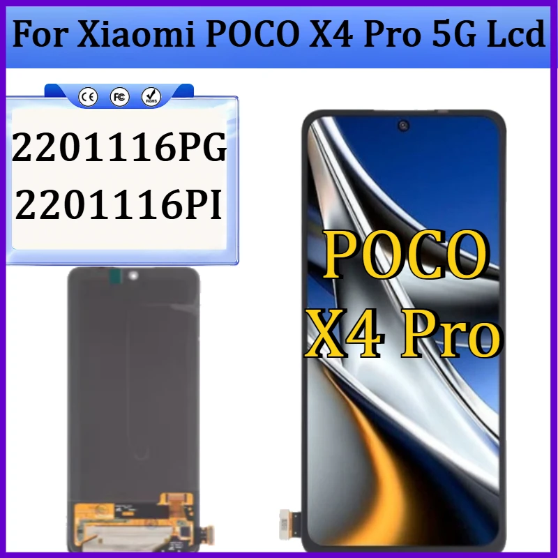 

TFT/OLED For Poco X4 Pro 5G 2201116PG Display Screen for Xiaomi POCO X4 Pro 5G Lcd Display Touch Screen with Frame Replacement