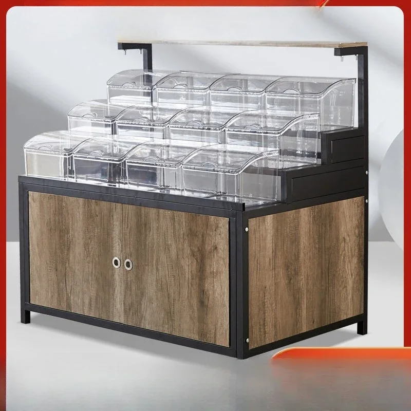 bulk shelves, display racks, grain cabinets, candy dried fruit snack racks, multi-layer double-sided mid-island lockers