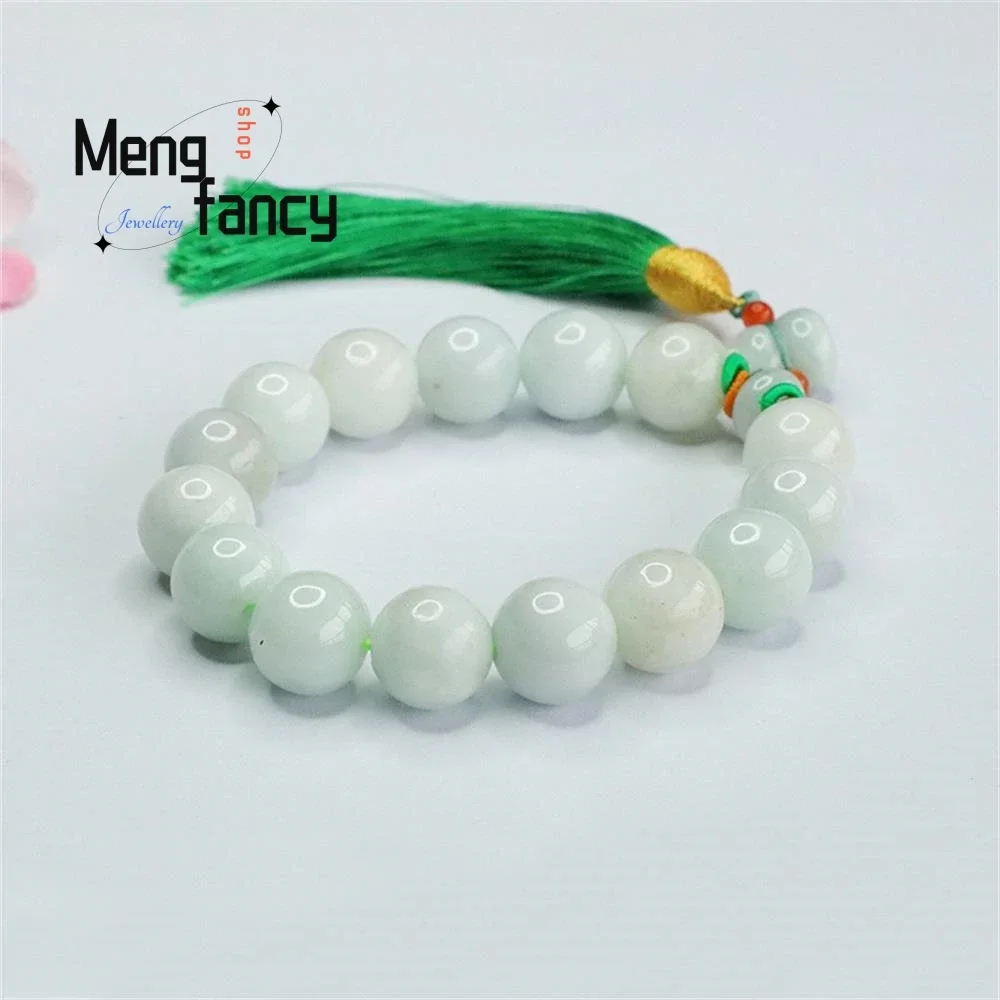 

Natural Burmese Jadeite Gourd Tassel Handheld Bracelet Exquisite Elegant Simple High-grade Ethnic Style Luxury Quality Jewelry