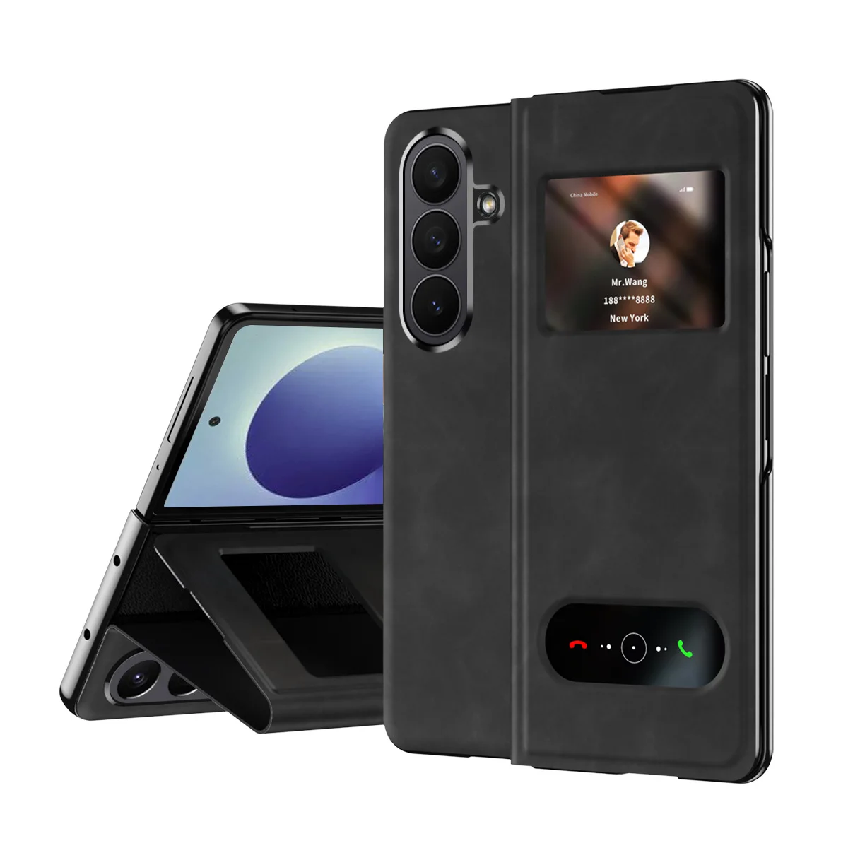 Napa Leather Case for Samsung Galaxy Z Fold 8 Ultra Magnetic Flip Open Window Hidden Kickstand Hinge Protection Slim Cover