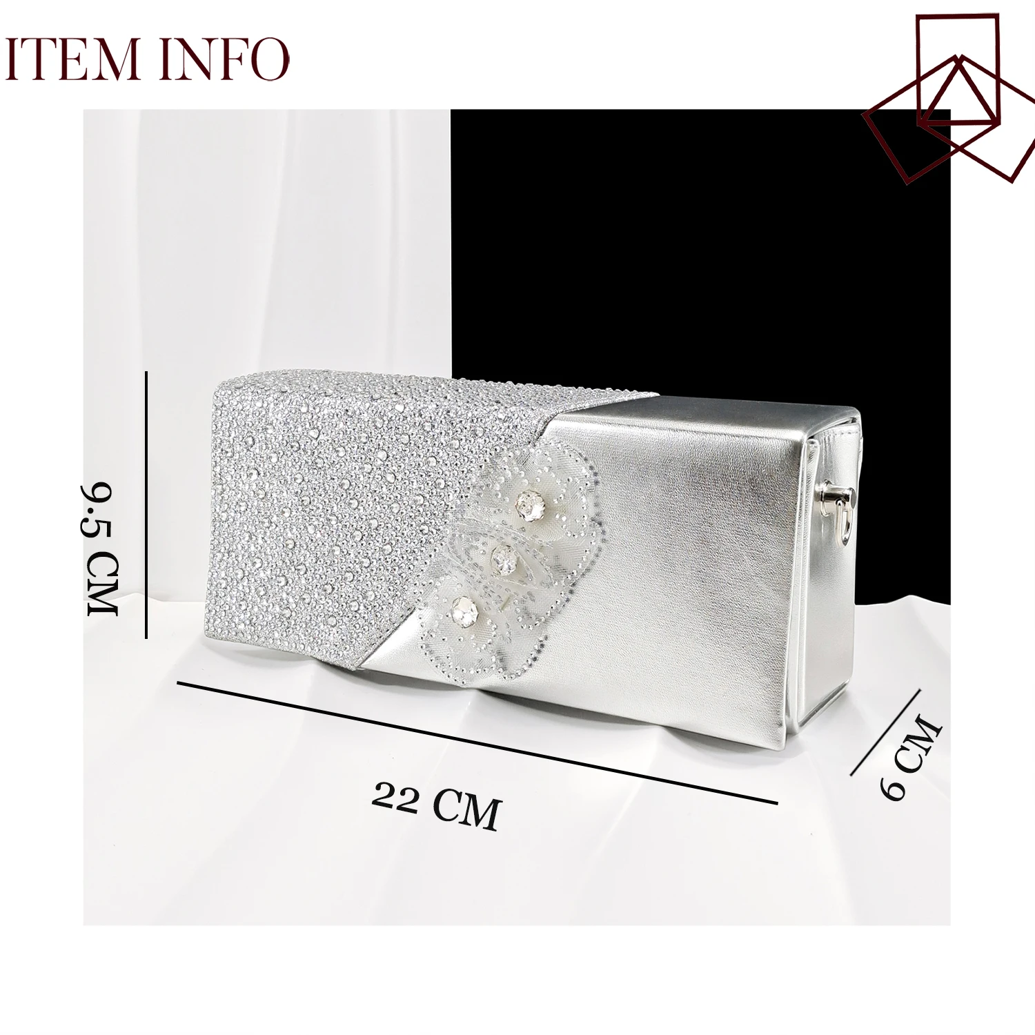QueenaYan 2026 Elegant Silver Pointed-Toe High Heels Shoes with Diamond Accents & Matching Bag - Ideal for Party Elegance