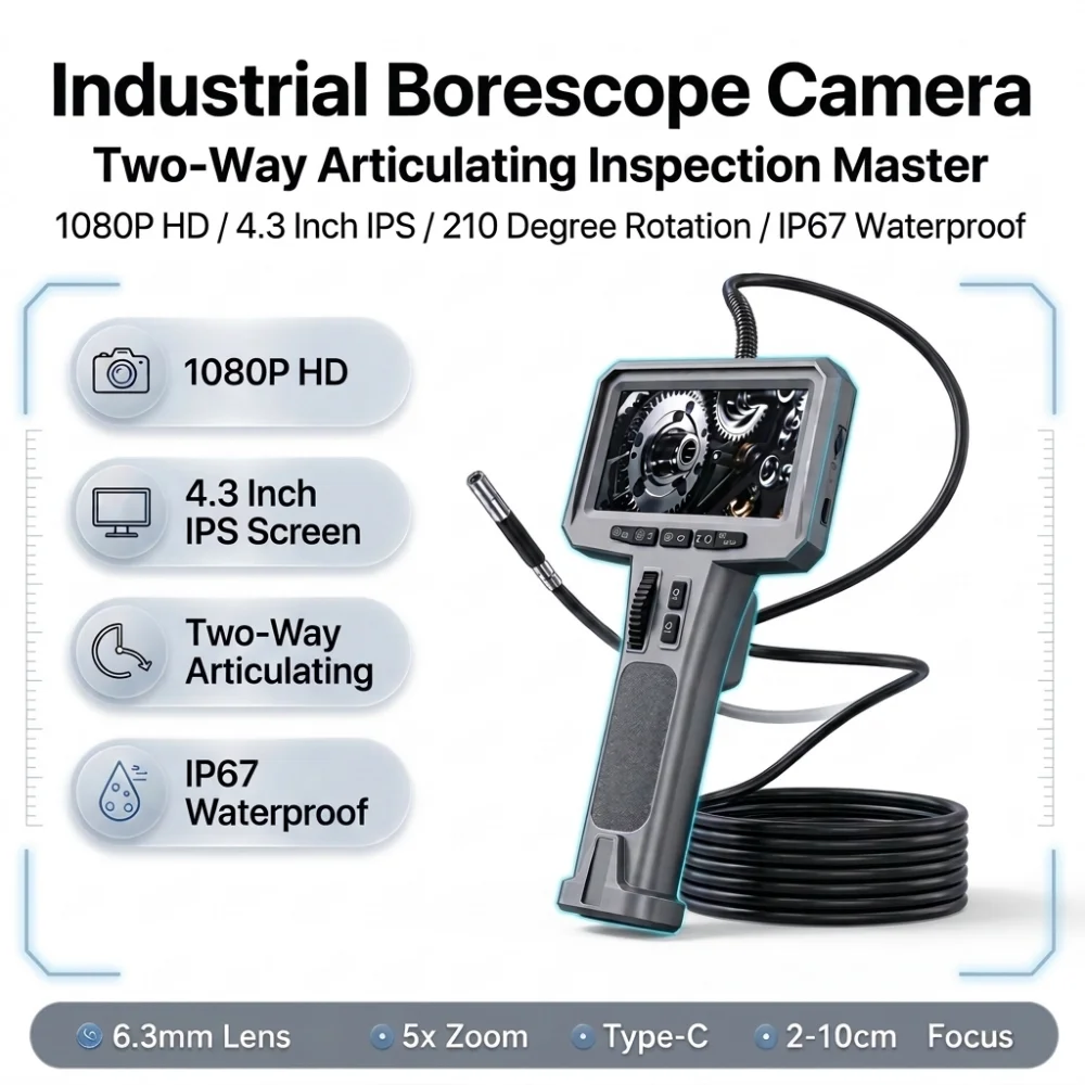 2MP Industrial Borescope Camera 4.3