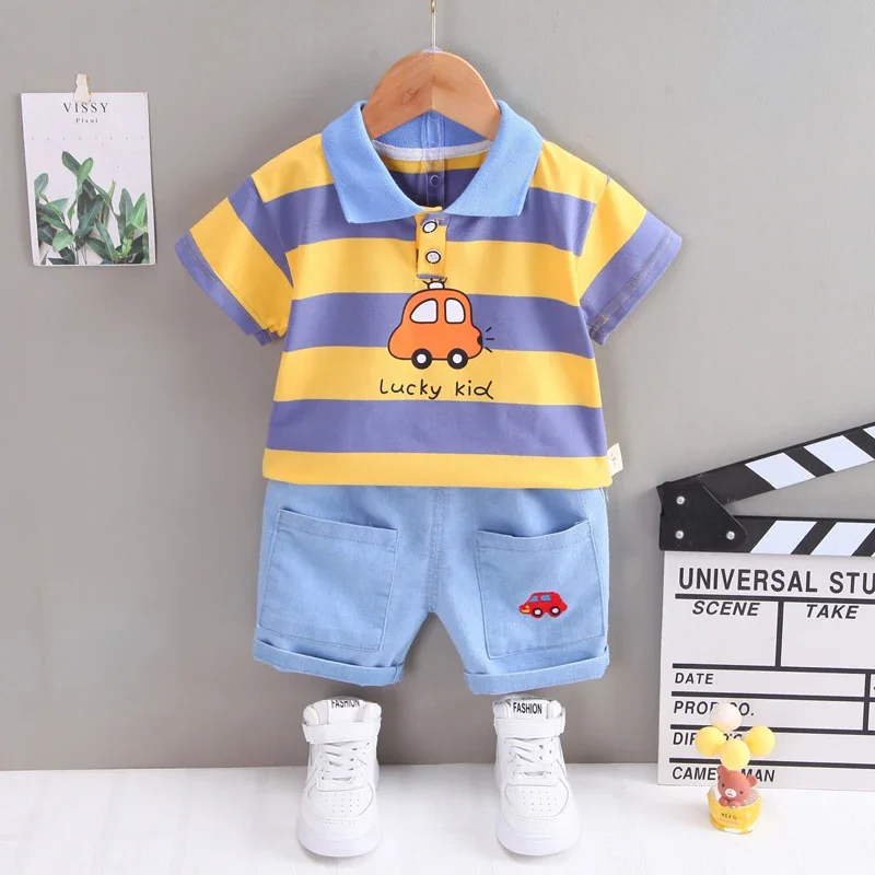 New Children Cotton Summer Kids Boy Girl Clothes Printed LionT Shirts Shorts 2Pcs/Set Infant Kids Fashion Toddler Tracksuits