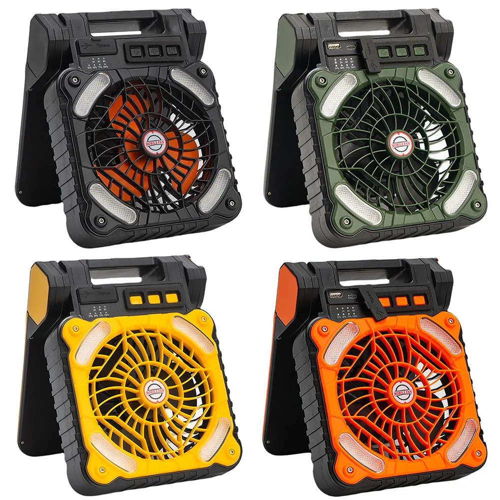 

Solar-Powered Camping Fan with LED Light USB Rechargeable Electric Fan 4 Wind Speeds Solar Outdoor Tent Fan for Emergency