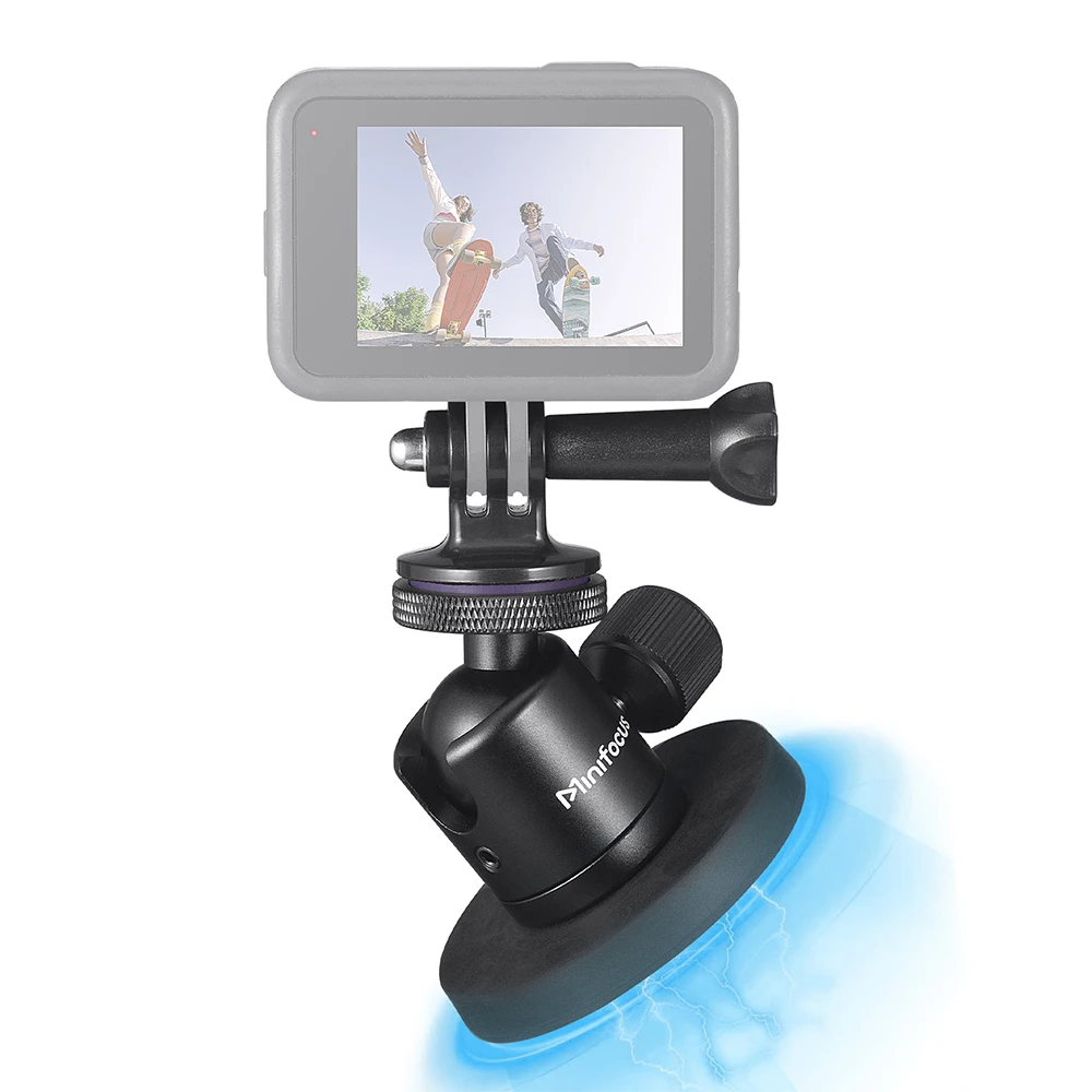 磁気カメラマウントベース、三脚ボールヘッド、GoProアクション、スマートフォン用マグネットスタンド、360 ° 回転