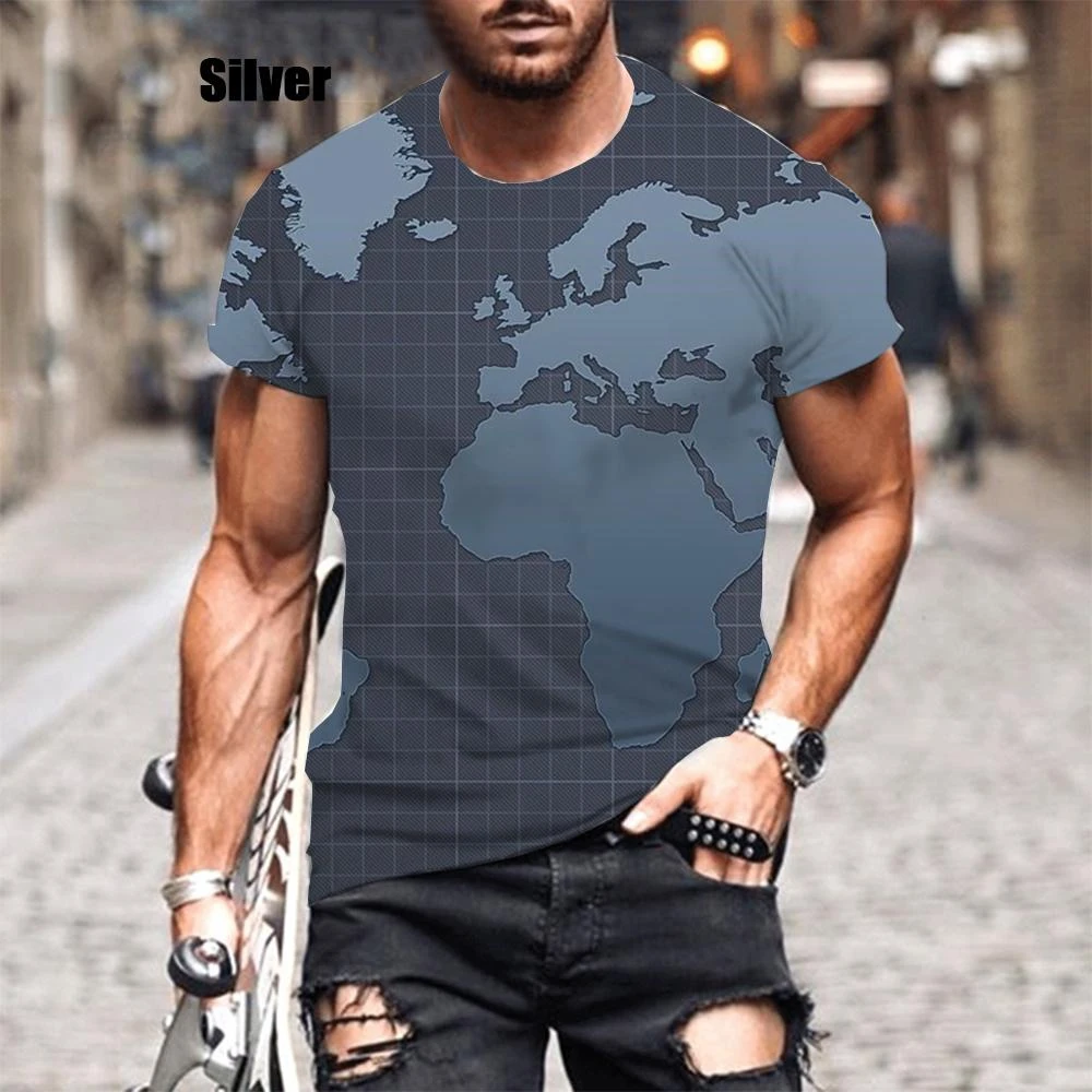 New Fashion Summer Hot Sale 3D Map Men\'s/women\'s T Shirt 3D Print Short-sleeved Men\'s Tops Clothing Plus Size XXS~6XL Oversize