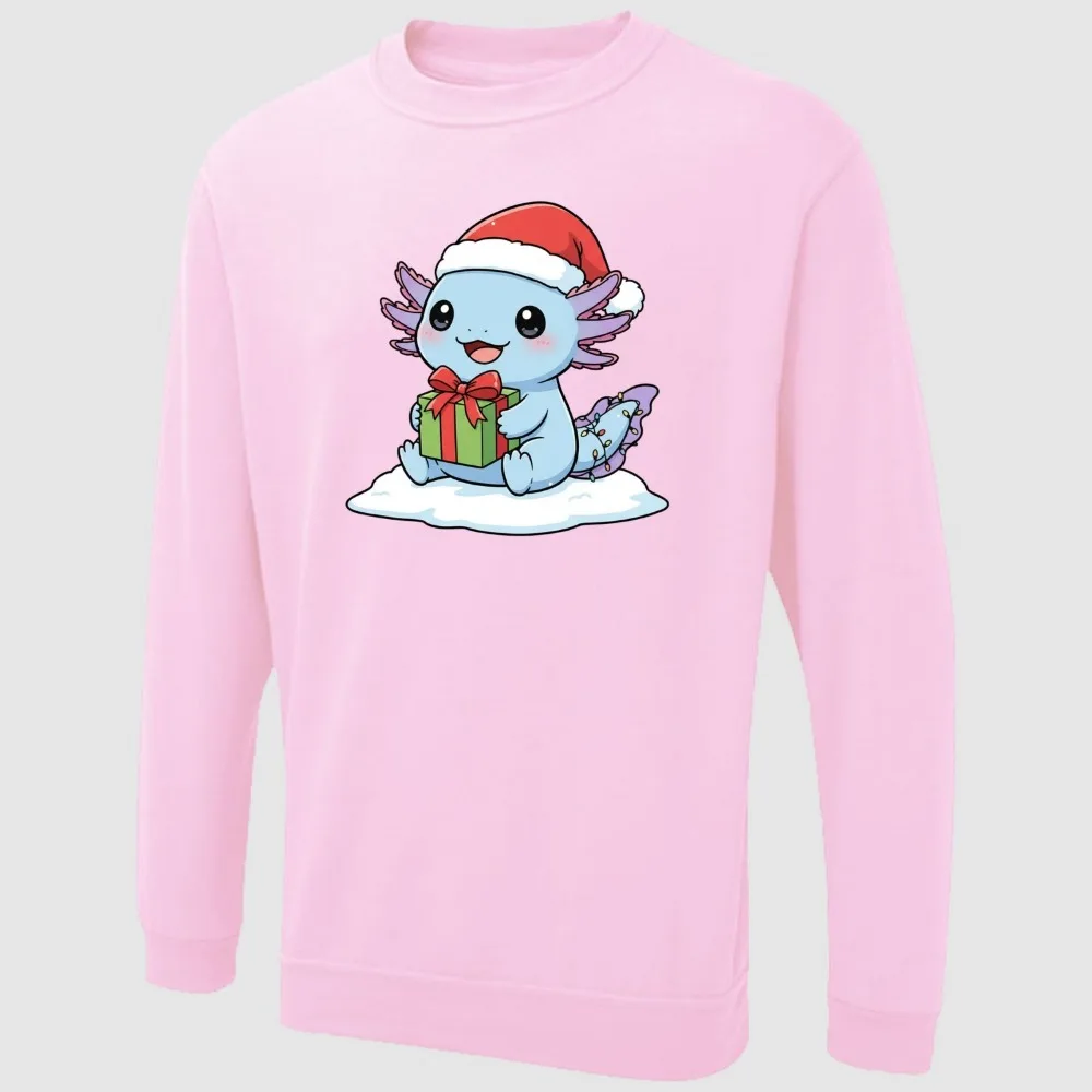 Рождественский свитшот AXOLOTL с принтом, забавный рождественский праздничный подарок, зимний джемпер, женская толстовка с капюшоном унисекс, топы с капюшоном, семейный праздничный подарок