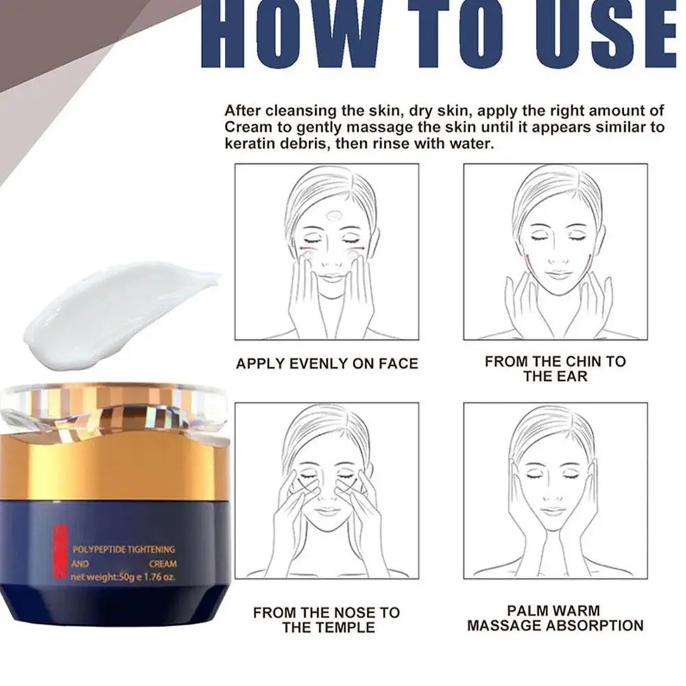 Triple Hyaluronic Acid Peptide Face Cream Ceramide Complex Anti Wrinkle Firming Moisturizer Non Greasy Skin Elasticity Boost