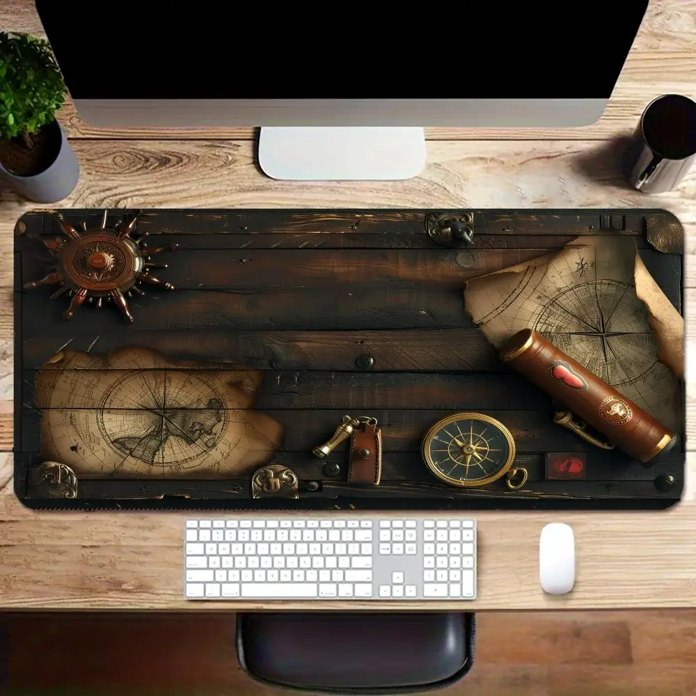 

Wood Compass Mouse Pad Large Size Rubber Base Non-slip PC Desk Accessories Mousepad for Office and Gamer Keyboard Mats Decor Mat