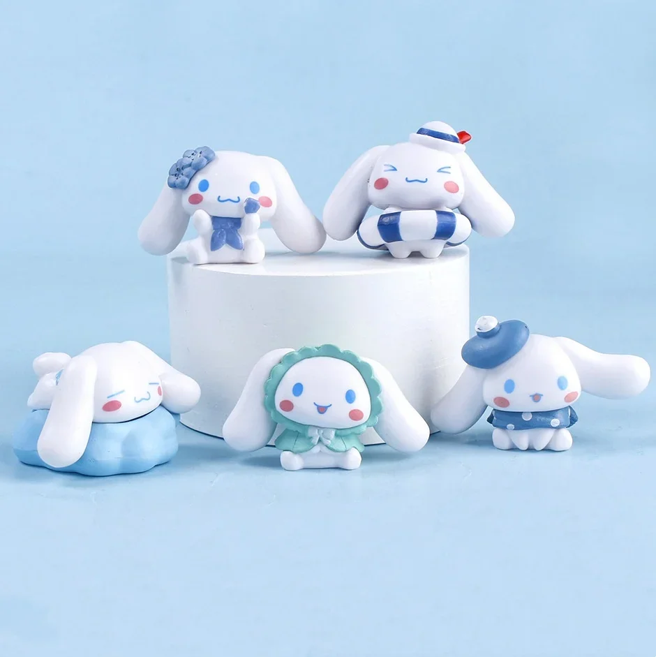 

Новинка, 5 шт. Sanrio Cinnamoroll, игрушки, фигурки героев аниме, набор Cinnamoroll, кавайное настольное украшение, украшение для комнаты, детские подарки