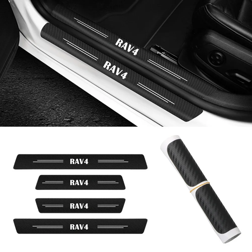 4Pcs Car Door Threshold Sill Sticker Protective Film For Toyota RAV4 Vanguard XA10 XA20 XA30 XA40 XA50 Auto Accessories