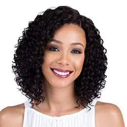 New Fashion Short Kinky Curly Wig for Black Women Soft & Healthy Black Synthetic Afro Curly Bob Hair Costume Party Wig