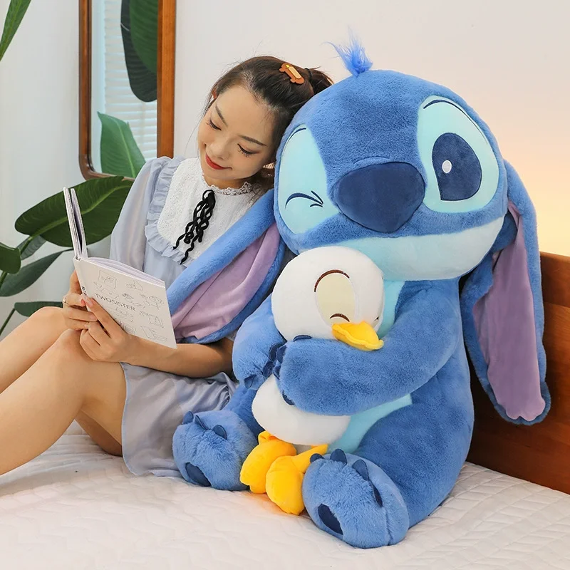 

Disney Kawaii Stitch Duck Plush Toys Doll Cartoon Anime Figure Decoration Cushions Pillow Peluches Children Girl Birthday Gift