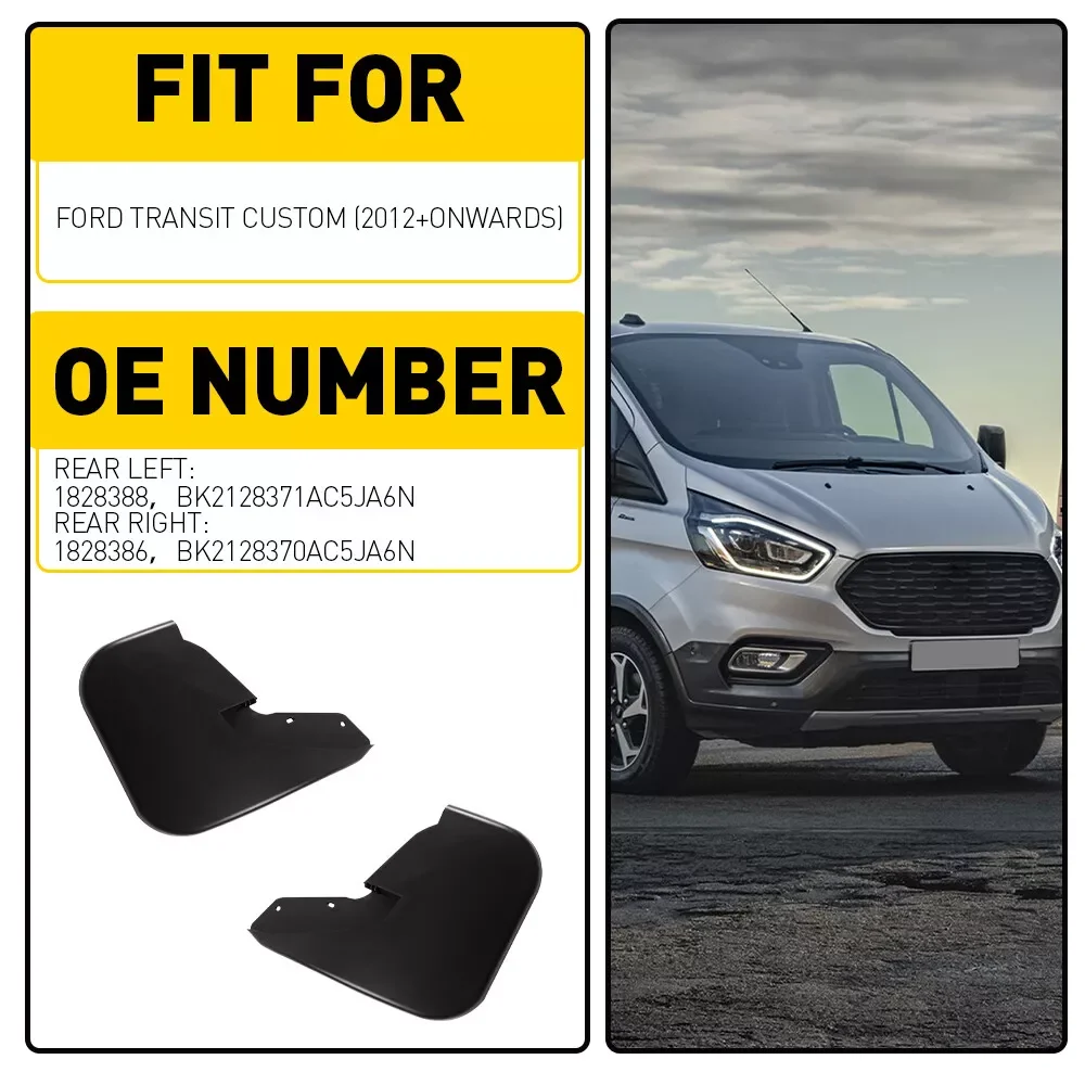 FRONT LEFT AND RIGHT SET MUDFLAPS MUD FOR 2012-ON FORD TRANSIT CUSTOM FLAP PAIR  Mudguards Car Exterior Parts Accessories