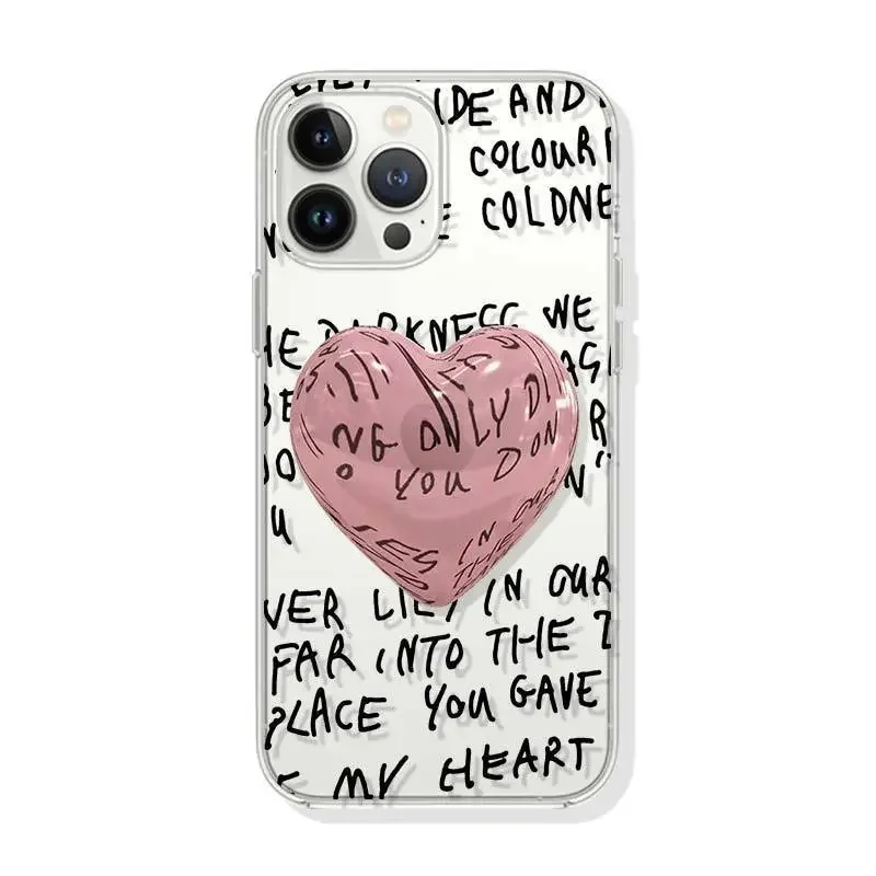 Korean Full screen text Phone Case iPhone16 Pro Max15 14 13 12 11XR XS Max7 8PlusY2K Light luxury style Soft protective shell