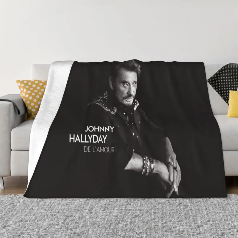 Johnny Hallyday Blanket Soft Fleece Spring Autumn Warm Flannel France Mucisian Throw Blankets for Sofa Car Bedding Bedspread