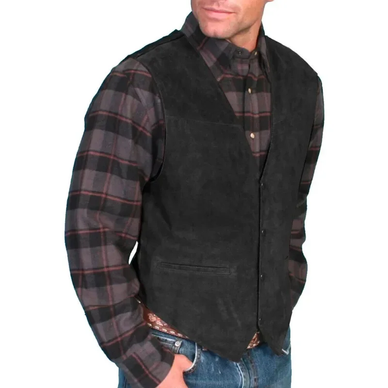 Gilet da uomo in pelle scamosciata da campo Casual moda retrò per uomo